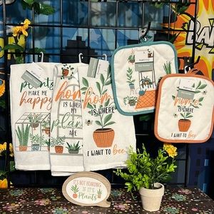 New Trueliving 7Pcs Set of Plant Lady Kitchen Towels Pot Holder, Sign, Succulent